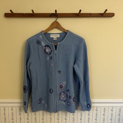 VINTAGE Appleseed s Embroidered Floral Cardigan Sweater  