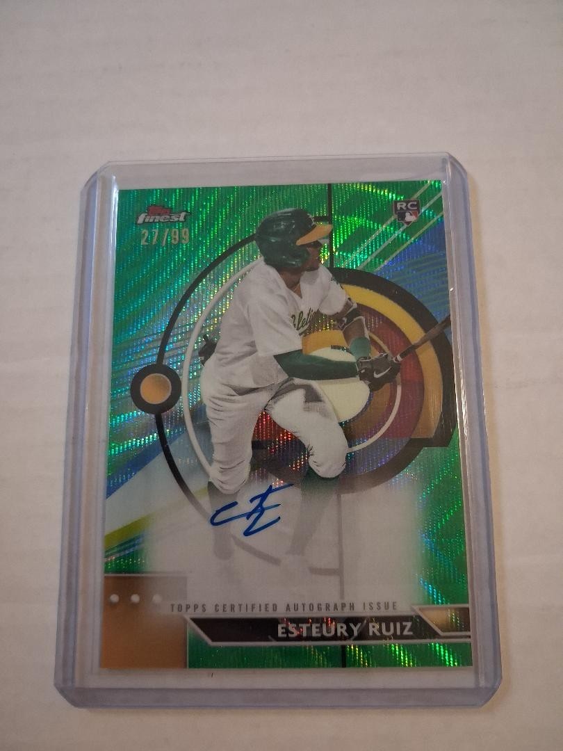 2023 Finest Esteury Ruiz Auto RC Green Wave Refractor #/99 Athletics