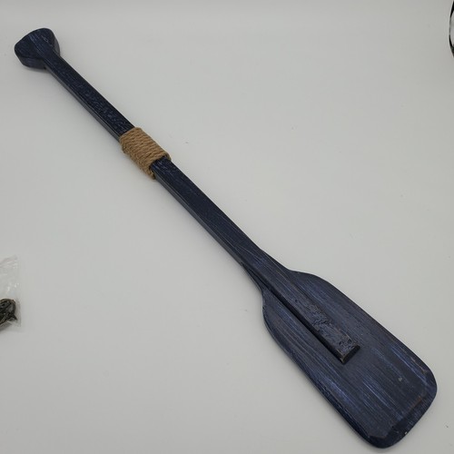 Wooden Decorative Rowing Boat Paddle Navy Blue with Hooks 23.5" - Picture 3 of 9
