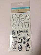 Plant Life Clear Acrylic Stamp & Die Set by Hampton Art SC0829 Cactus NEW