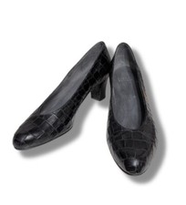 STUART WEITZMAN 399 SW Tilting Black Crocodile Embossed Leather Pumps 8 1/2