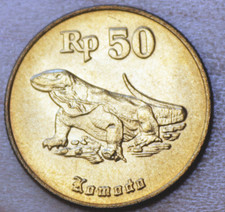 1998 Indonesia 50 Rupiah Komodo Dragon Unc.