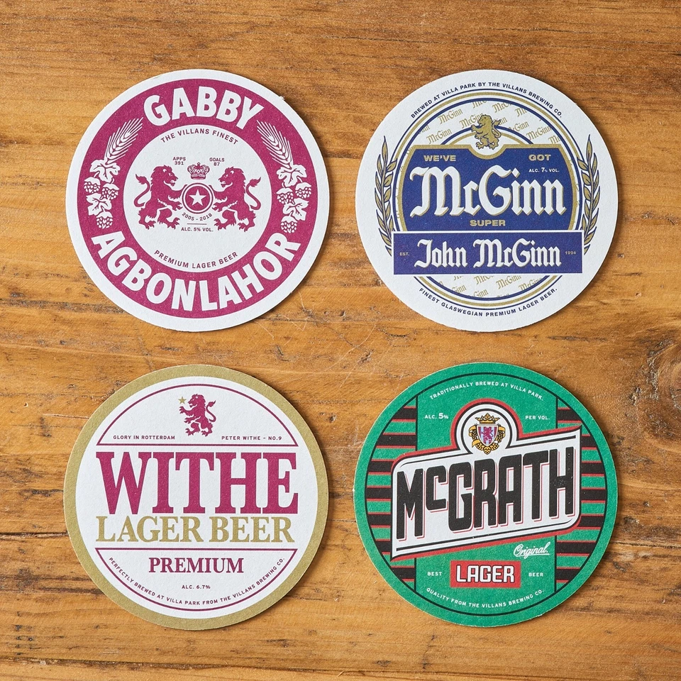 12 Aston Villa Football Beer Mat Coasters Retro Gift Present Pack - New - Image 3 of 4