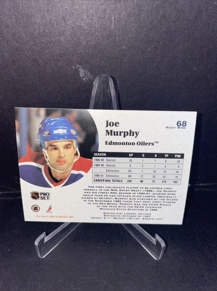 1991-92 Pro Set Oilers Hockey Card #68 Joe Murphy - Image 2 of 2