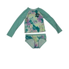Justice Girls Tie-Dye Long Sleeve Rash Guard Swimsuit Set Girl's Large 1713
