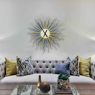 Medusa blue / gold - handmade organic wall clock made of laser cut plywood