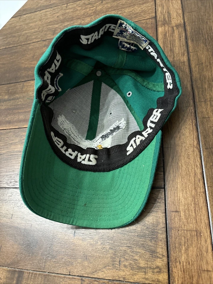 Vintage Philadelphia Eagles Fitted Hat Starter Brand Green Wool Cap Size 7 1/8 - Image 4 of 4
