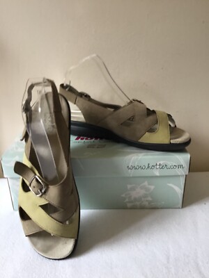  HOTTER FRANCESCA KHAKI/SÜSSE ERBSE LEDER SLINGBACK SANDALEN GR. 6/39