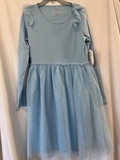 NWT Wonder Nation Blue Ribbed Tulle Tutu Dress Girls Long Sleeve XL ,XL , XXL