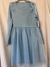 NWT Wonder Nation Blue Ribbed Tulle Tutu Dress Girls Long Sleeve XL ,XL +, XXL