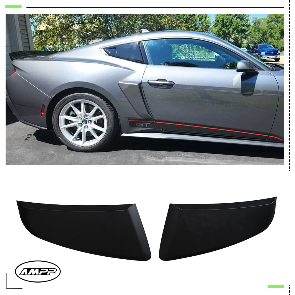 Fit 2024-2025 Ford Mustang DH Style AMPP Matte Black Rear Side Fender Vent Cover