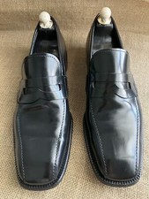 PRADA Men's Black Leather Penny Loafers Size UK 7  US 8