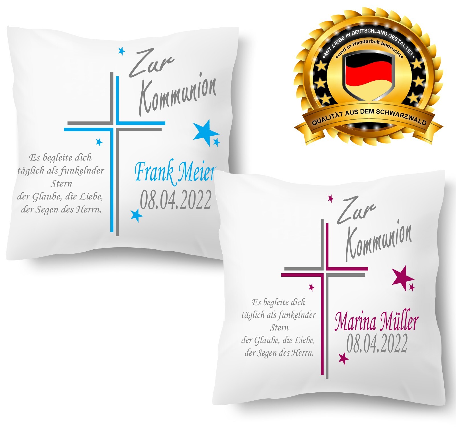 1.HEILIGE KOMMUNION GESCHENK PERSONALISIERTES KISSEN SPRUCH | DEKO FOTOKISSEN