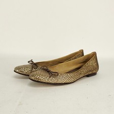 Stuart Weitzman Zapatos Mujer 7.5M Planos Pixie Dorado Casino Lentejuelas Lazo Vestido