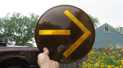 NOS Kopp Glass No. TL-1200 Amber Wide Angle 12'' Arrow Traffic Light Lens 