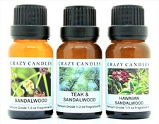 3 Set, Hawaiian Sandalwood, Sandalwood, Teak  Sandalwood 1/2oz Crazy Candles