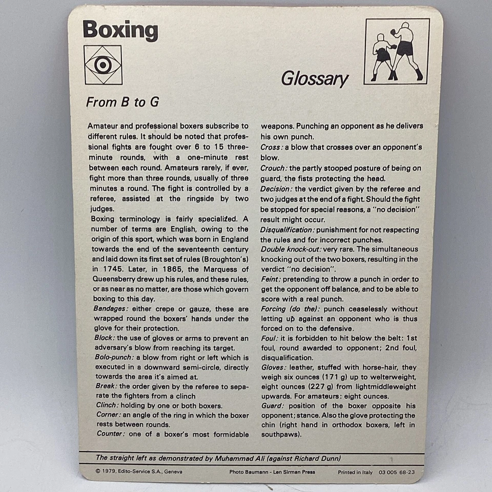 Muhammad Ali vs Richard Dunn Glosario de Acción Foto 1979 SPORTSCASTER Boxeo Foto 4 de 4