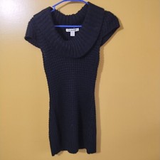 Love By Design Short Sleeve Black Knitted Mini Sweater Dress M