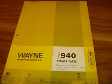Wayne 940 4-Wheel Street Sweeper Parts Catalog Manual