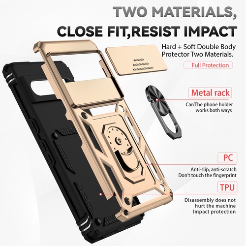 For Google Pixel 8 Pro 7 6a Magnetic Ring Stand Rugged Case Sliding Camera Cover - Picture 35 of 65