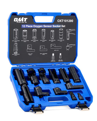 OMT 12pcs O2 Oxygen Sensor Socket Removal Tool Kit for Oil Pressure