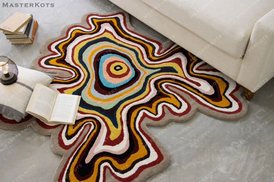Paints Melt Multicolored Hand Tufted 100% Wool Soft Area Rug Carpet - Image 3 of 4