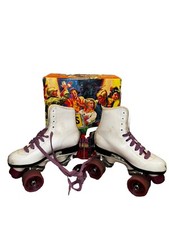 ROLLER DERBY White/Purple Roller Skates Original BOX Ladies Size 3 U940 Vintage