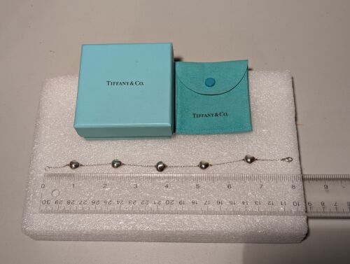 Tiffany & Co. Elsa Peretti Sterling Silver 5 Nugget 8" Bracelet with Pouch & box - Picture 2 of 7
