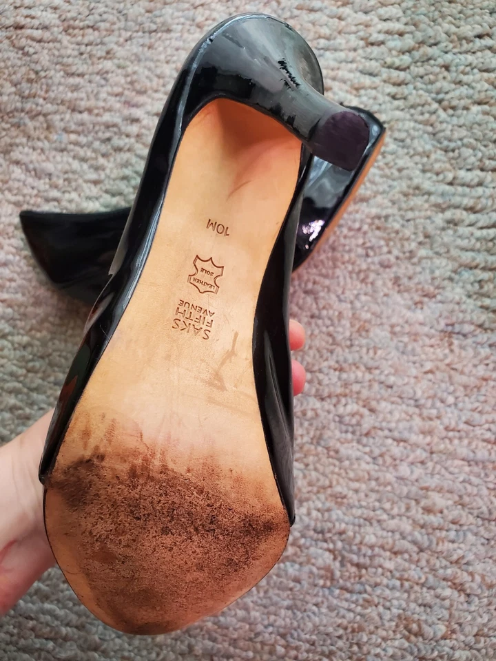 Botín Saks Fifth Ave charol cremallera lateral plataforma 10M ¡DEFECTO! VER FOTOS Foto 4 de 4