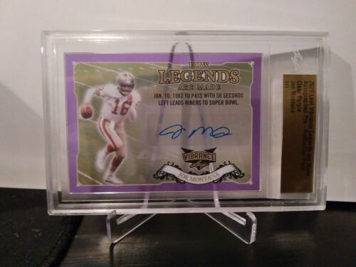 2022 LEAF VIBRANCE JOE MONTANA HOW LEGENDS ARE MADE CLEAR PURPLE AUTO 1/1 SLAB🔥 - Picture 1 of 3