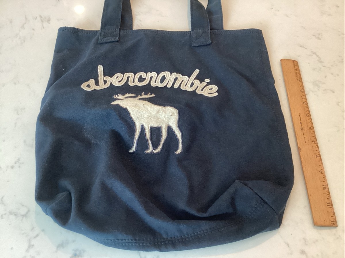 Abercrombie Kids Navy Blue Embroidered Moose Logo Canvas Shoulder 