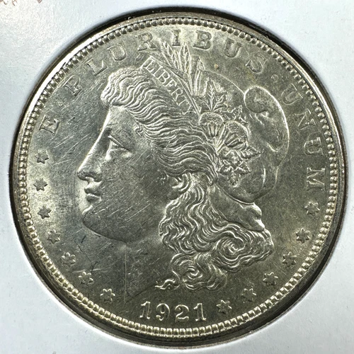 1921-D $1 Morgan Silver Dollar, UNC/AU Slider (89177)