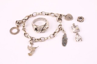 Silver Thomas Sabo Ti Sento Pandora Charm Pendant Bracelet Ring Pave x4 30g