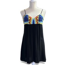 Impressions Dress Boho Festival Embroidered Slip Sun Dress Spaghetti Straps M