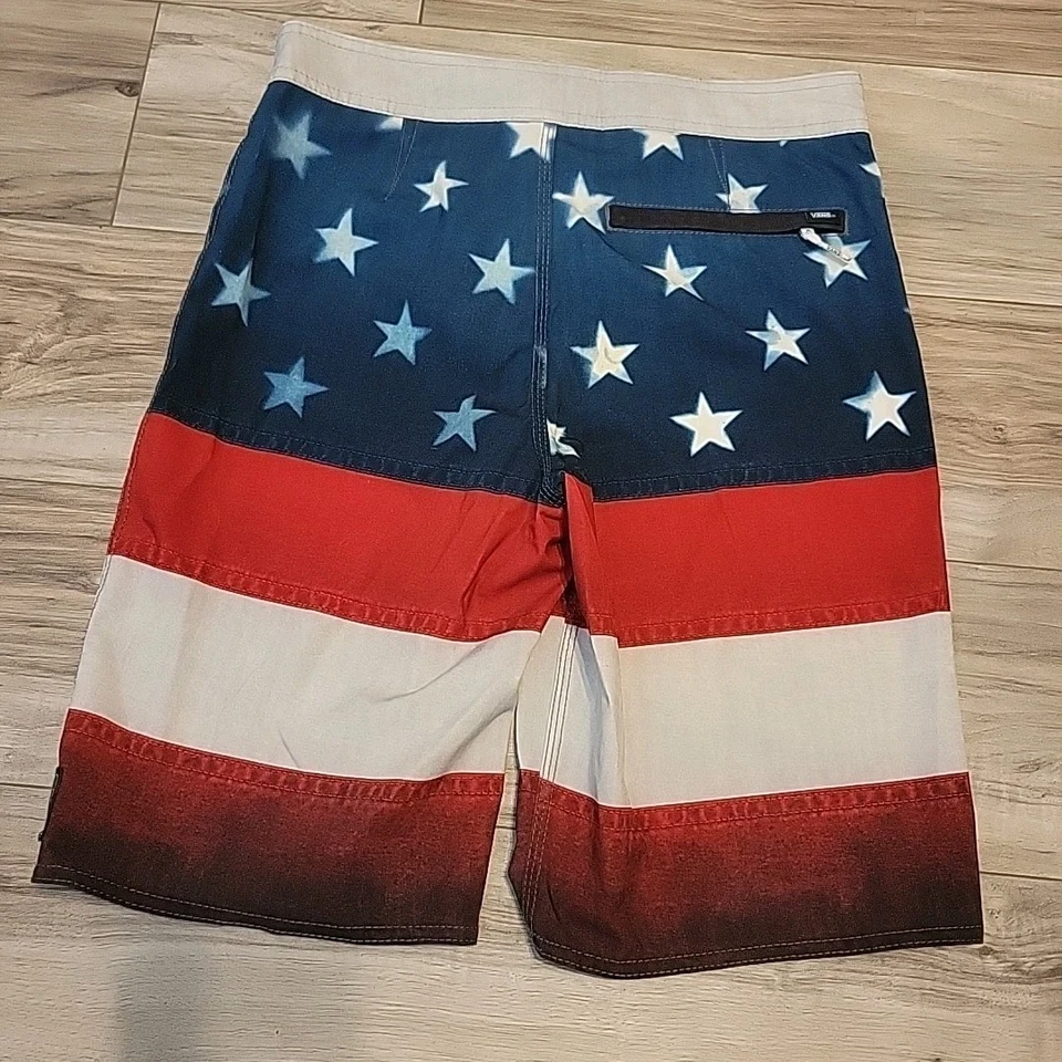 Bañador Vans Juvenil 27 Rojo Blanco Azul Estrellas Bandera Americana Patriótico Sin Forro Foto 3 de 4