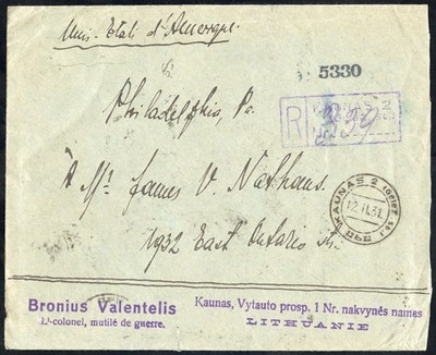 Lithuania Stamps 1931 Cover With 12 Backstamps