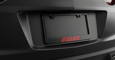 Rays Volk Racing Red Style License Plate Frame Black Metal RED