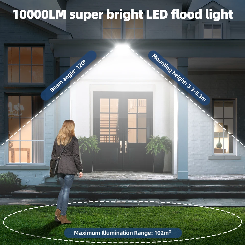 LED Flood Light 50W 100W Spotlight Security Garden Outdoor Lamp W/ US Plug - Image 3 of 4