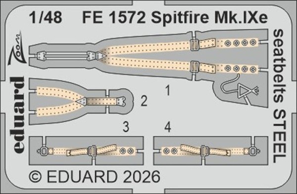 MW22 Eduard FE1572 Spitfire Mk.Ixe Seatbelts Steel 1/48 Zoom SET For Airfix-image
