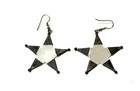 Estate Vintage Sterling Silver Mother of Pearl Star Brooch & Earring Set — photo 5