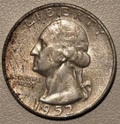 *HIGH GRADE* 1952-S Washington Quarter 90% Silver San Fransisco *ALBUM TONING*