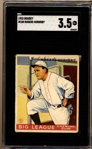 1933 Goudey #188 - R319 Rogers Hornsby St. Louis Browns SGC 3.5 CENTERED