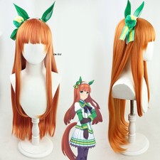 Anime Pretty Derby Silence Suzuka Orange Wig Halloween Cosplay Prop Headgear New