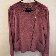 Isaac Mizrahi Live Crushed Velvet Zip Front Moto Jacket Burgundy Size Small