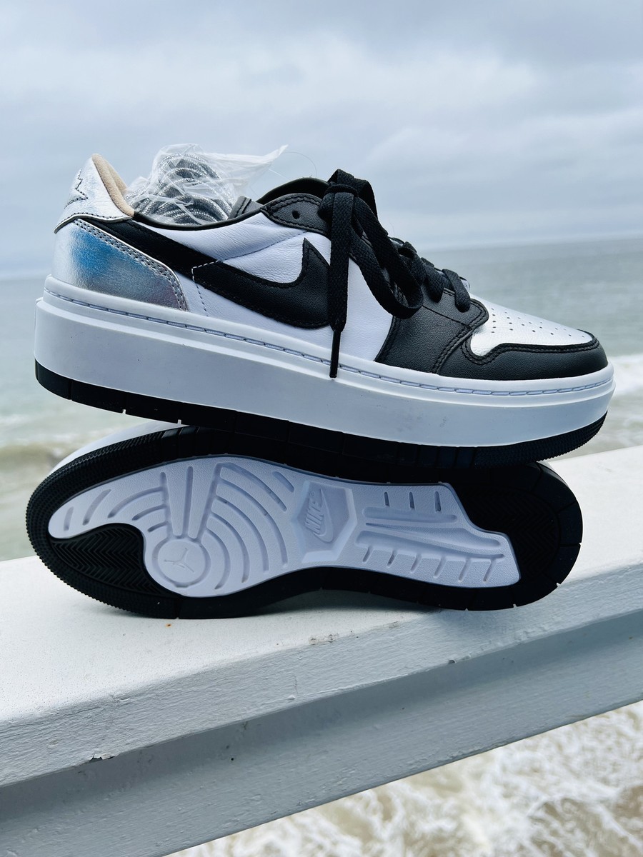 Size 12W - Las Vegas Raiders Themed Jordan 1 Elevate Low Silver
