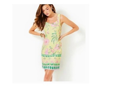 Lilly Pulitzer Women's Del Ray Stretch Shift Dress Finch Yellow sz Large HTF