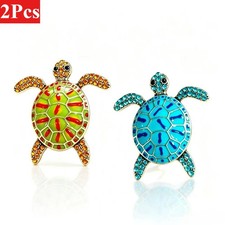2Pcs Vintage-style Turtle Brooches for Men and Women,rhinestone Pins