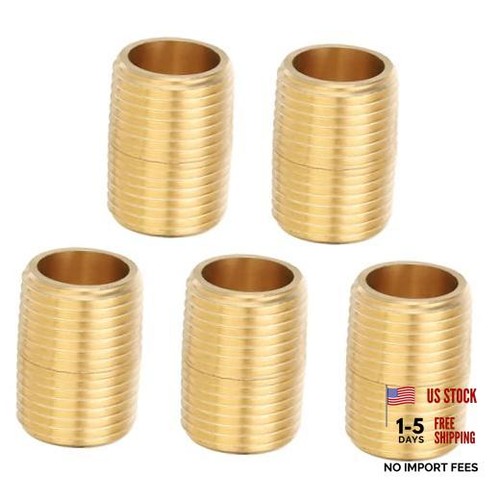 NPT Male Brass Pipe Fitting Close NipplePcs 1-1/9" Long Straight 1/2" x 1/2" 5