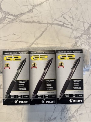 (36 Count) Pilot G2 Retractable Black Gel Pens 0.7 mm (3 Boxes)