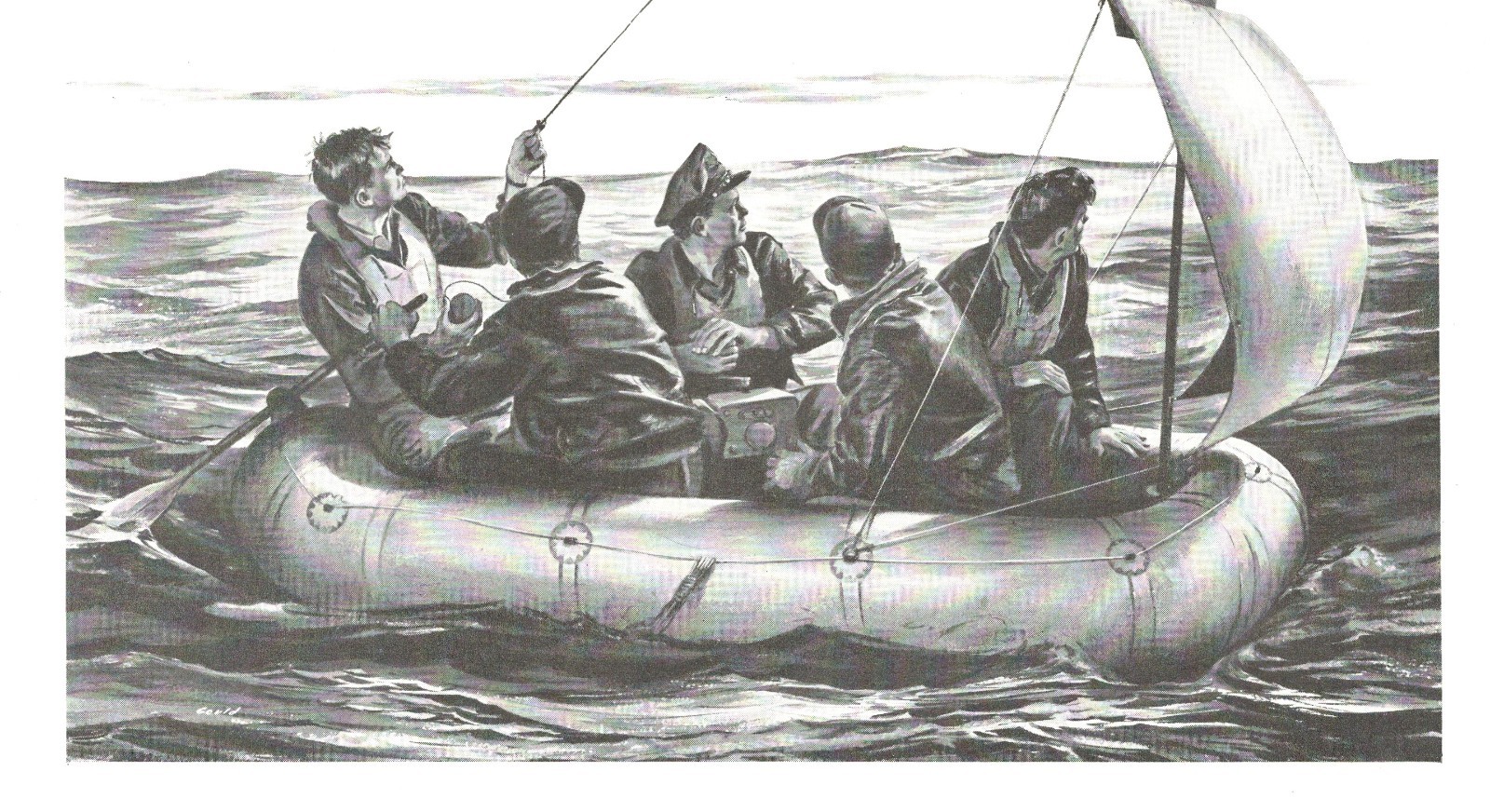 Wwll Life Raft Air Force bomber crew in life raft ocean pray for rescue print ad 1943 ...
